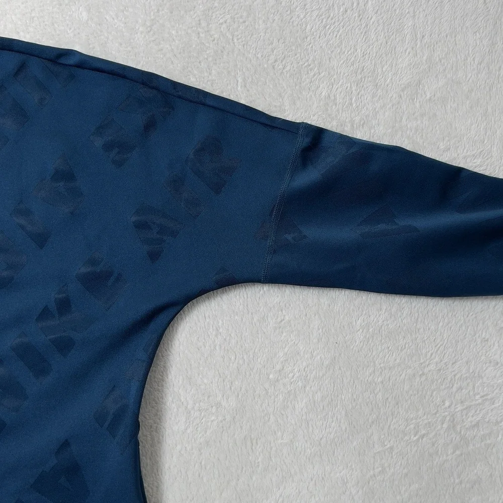 Nike Air Dri Fit Crew Training Top Womens‎ Sz 1X Blue Crop Long Sleeve